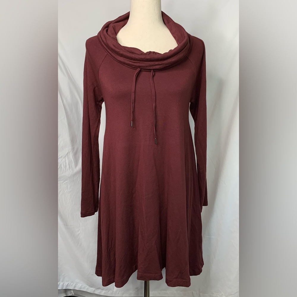 Lou & Grey Women's Cowl Neck Drawstring  Long Sleeve Sweatshirt Dress XS